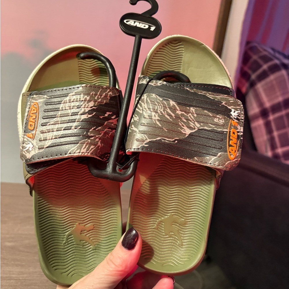 AND1 Kids Slide Sandals - Green and Black